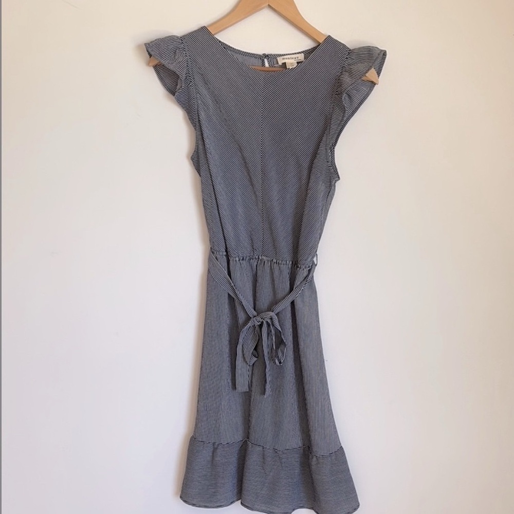 Monteau Blue Striped Wrap Dress